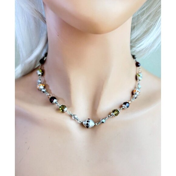 Brighton Silver Tone Multicolor Crystals Necklace 32.5g - Picture 5 of 9